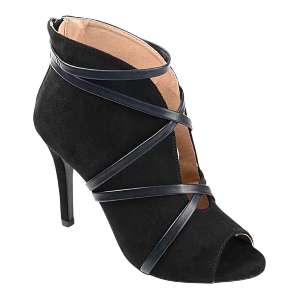 Journee Women's Samara Peep Toe Stiletto Dress Bootie Heels Black Size 8 1/2